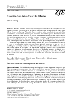 About the Joint Action Theory in Didactics