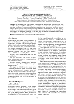 EXPECTATIONS AND JOB SATISFACTION: THEORETICAL AND