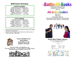 BOB Game Schedule Wood Dale Public Library