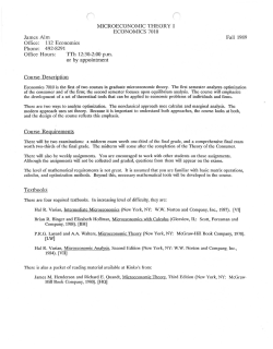 492-8291 MICROECONOMIC THEORY I ECONOMICS 7010 Office