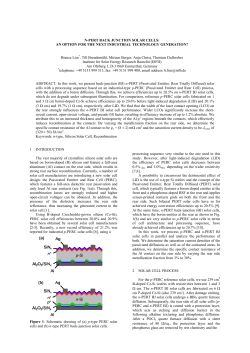 N-PERT BACK JUNCTION SOLAR CELLS: AN OPTION FOR