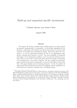 Hold-up and sequential specific investments