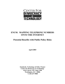 ENUM: MAPPING TELEPHONE NUMBERS ONTO THE INTERNET