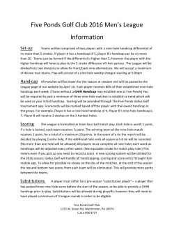 Five Ponds Golf Club 2016 Men`s League Information