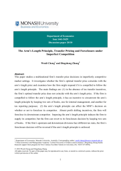 The Arm`s Length Principle, Transfer Pricing and Foreclosure under