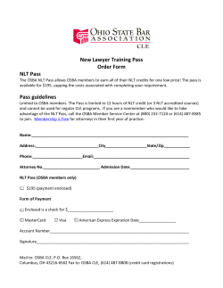 New Lawyer Training Pass Order Form NLT Pass Pass guidelines