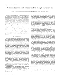 A mathematical framework for delay analysis in