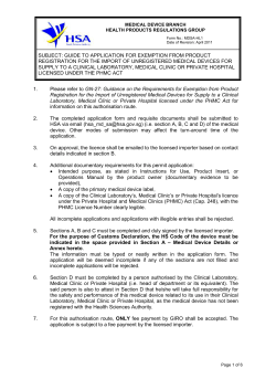 Subject: GUIDE TO APPLICATION FOR EXEMPTION FROM