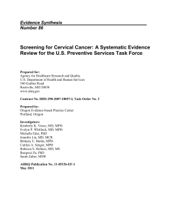 Evidence Synthesis - Number 86: Screening for Cervical Cancer: A