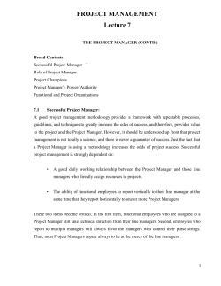 PROJECT MANAGEMENT Lecture 7