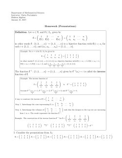 Homework (Permutations) Definition. Let n &isin; N, and f