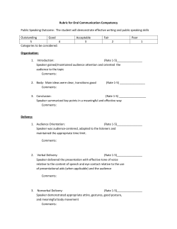 Rubric for Oral Communication Competency Public Speaking