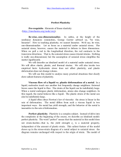 Perfect Plasticity Pre-requisite. Elements of linear elasticity (http