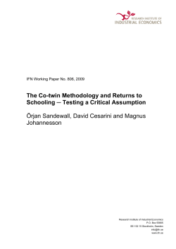 The Co-twin Methodology and Returns to Schooling Testing a
