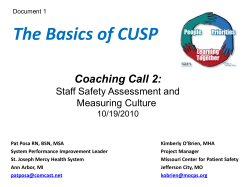 Staff Safety Assessment - Center for Patient Safety