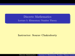 Discrete Mathematics - Lecture 5: Elementary Number Theory