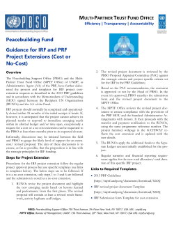 Guidance for IRF and PRF Project Extensions (Cost or No
