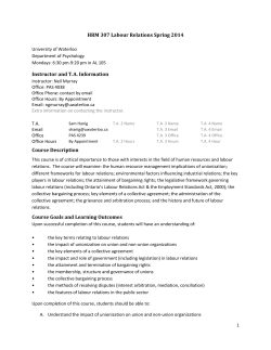 Labour relations - University of Waterloo