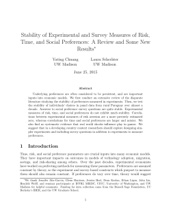 Stability of Experimental and Survey Measures of Risk, Time, and
