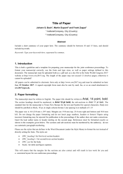 ISES SWC2015 * Paper Formatting Guidelines