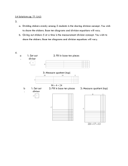 3. a. Dividing stickers evenly among 5 students is the sharing