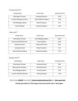 Thursday, March 31st Visiting Team Home Team Game Start Time