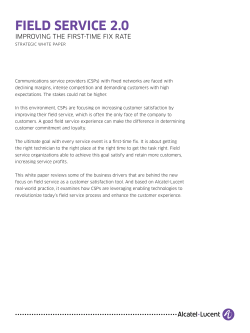 Field Service 2.0 - Improving the First-Time Fix Rate