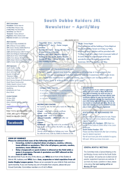 South Dubbo Raiders JRL Newsletter &ndash; April/May