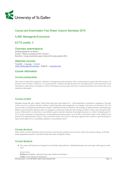 Merkblatt 5,268 Managerial Economics, Autumn Semester 2016