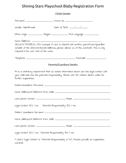 Shining Stars Playschool Blaby Registration Form