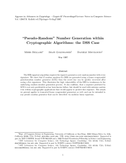 Pseudo-Random" Number Generation within Cryptographic