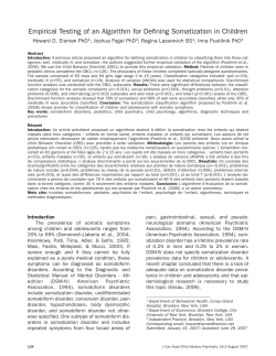 Empirical Testing of an Algorithm for Defining Somatization in Children