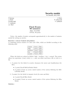 Security models Final Exam 90 minutes