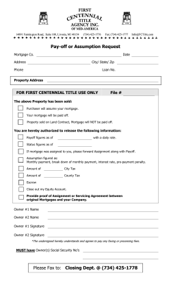 Pay-off or Assumption Request - First Centennial Title Agency