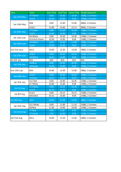 Date Team Start Time End Time Game Time People Required U7