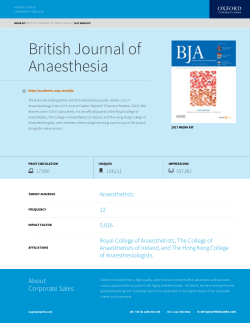 British Journal of Anaesthesia - Advertising and Corporate Services