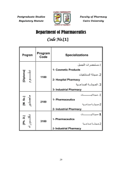 Department of Pharmaceutics Code No.[1] Program Program Code