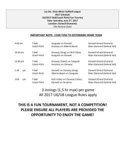 3 innings (1.5 hr max) per game All 2017 U6/U8 League Rules