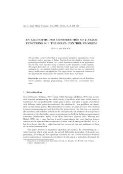 An algorithm for construction of &epsilon;-value functions for the Bolza
