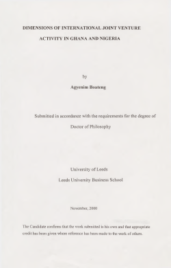 DIMENSIONS OF INTERNATIONAL JOINT VENTURE