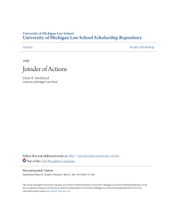 Joinder of Actions - University of Michigan Law School Scholarship