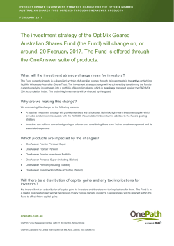 The investment strategy of the OptiMix Geared Australian