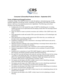ConsumerDiversified ProductsDivisionChargeSept2012APPROVED
