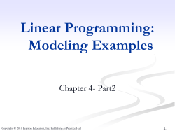 Linear Programming: Modeling Examples