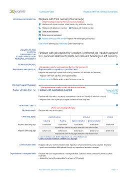 Europass CV - Erasmus Plus