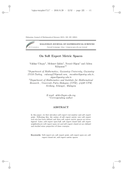 On Soft Expert Metric Spaces - Institute for Mathematical Research