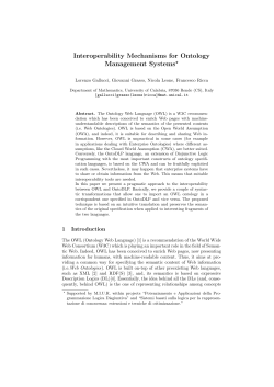 Interoperability Mechanisms for Ontology Management Systems*
