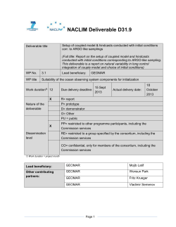 1. Executive summary With the present deliverable, we