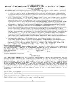 royalton fieldhouse release and waiver of liability, assumption of risk