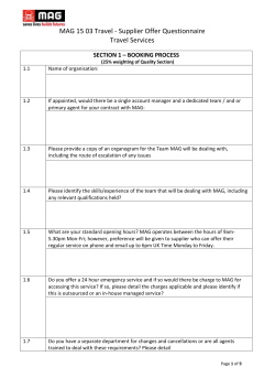MAG 15 03 Travel - Supplier Offer Questionnaire Travel Services